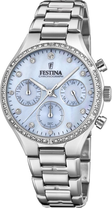 Lady Chronograph F20401/2 - Kvarts - Sølv - Dameklokker - Rustfritt stål - ledd m/pin - Mineral
