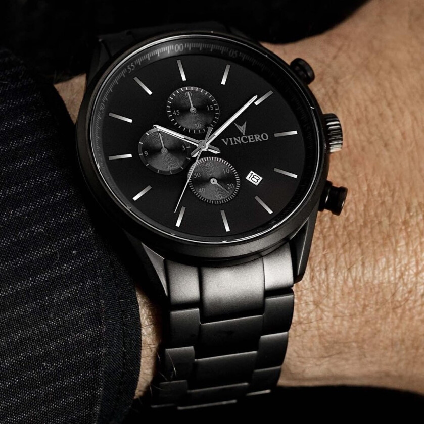 La lyset skinne klarere enn noengang før - Vincero Chrono S Matte Black Steel Bla-BlaM-S13 - Kvarts - Sort - Herreklokker - Rustfritt stål - ledd...