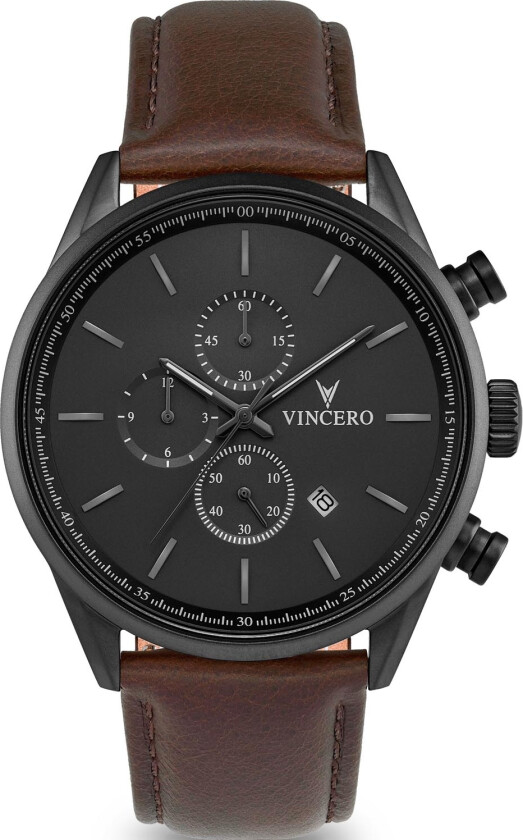 Chrono S Gunmetal/Walnut Gra-Bro-S21 - Kvarts - Gunmetal - Herreklokker - Skinn - Safirbelagt mineralglas