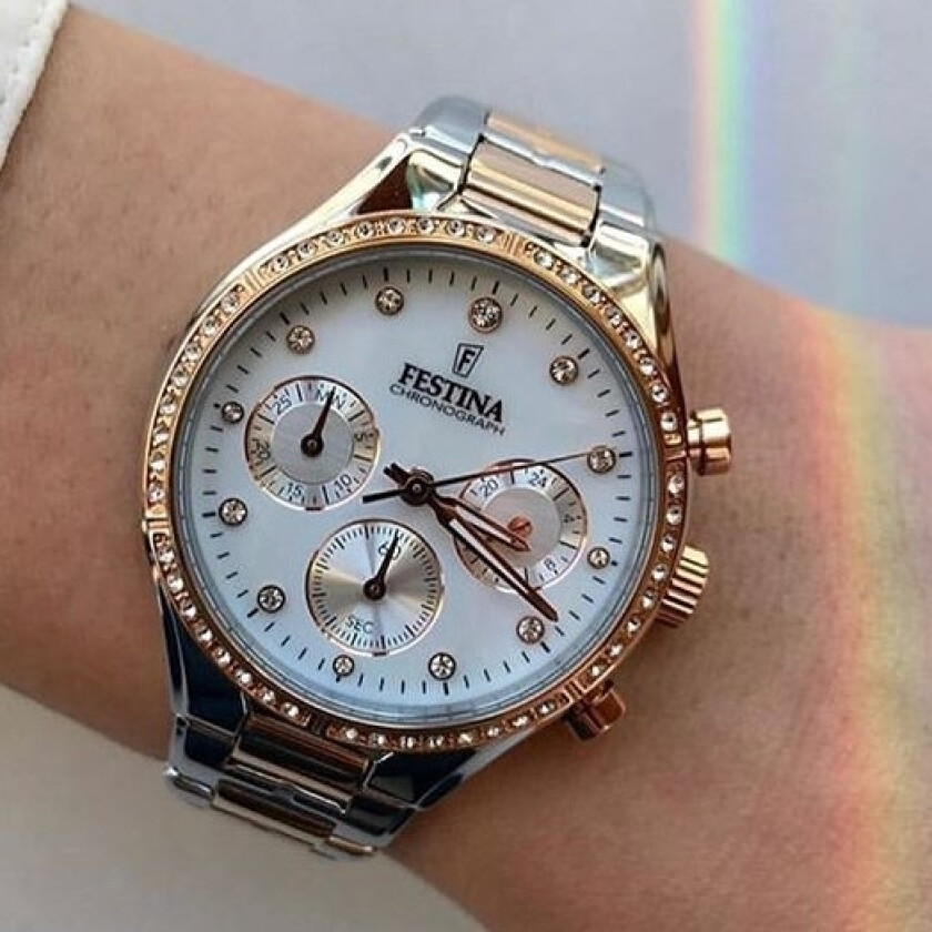 Boyfriend 2018 F20403/1 - Kvarts - Sølv - Dameklokker - Rustfritt stål - ledd m/pin - Mineral