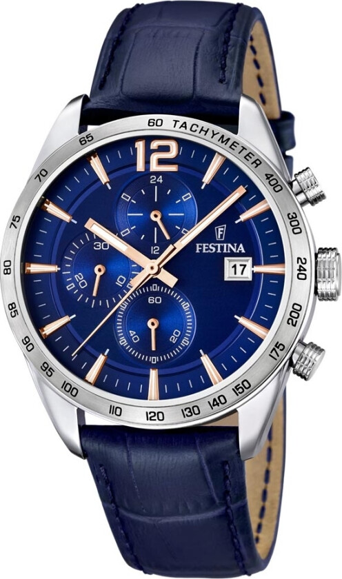 Chronograph F16760/5 - Kvarts - Sølv - Herreklokker - Skinn - Mineral
