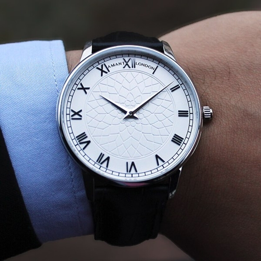London CLR-920 - Kvarts - Sølv - Unisex - Skinn - Safir