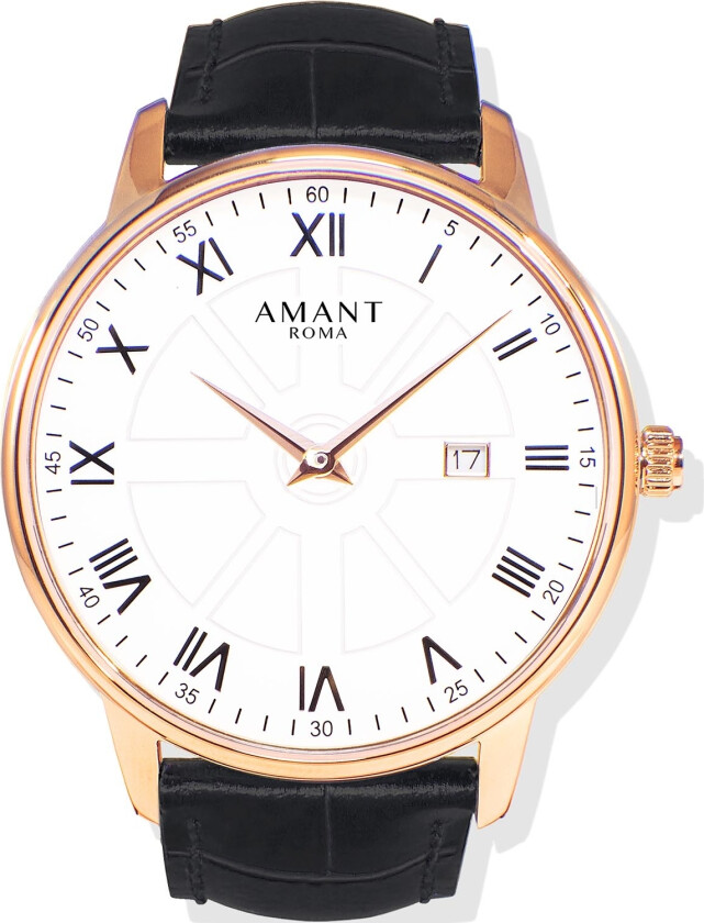 Roma CRR-920 - Kvarts - Rosegull - Unisex - Skinn - Safir