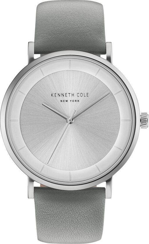 New York Mens KC50567006 - Kvarts - Sølv - Herreklokker - Skinn - Mineral