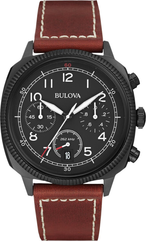 Military 98B245 - Kvarts - Sort - Herreklokker - Skinn - Mineral