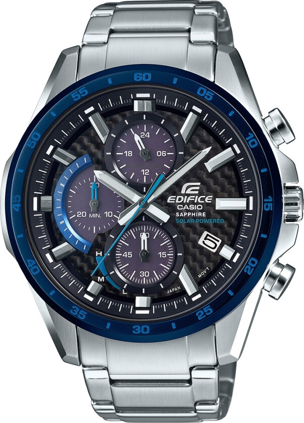 Edifice Premium EFS-S540DB-1BUEF - Kvarts - Sølv - Herreklokker - Rustfritt stål - ledd m/pin - Safir