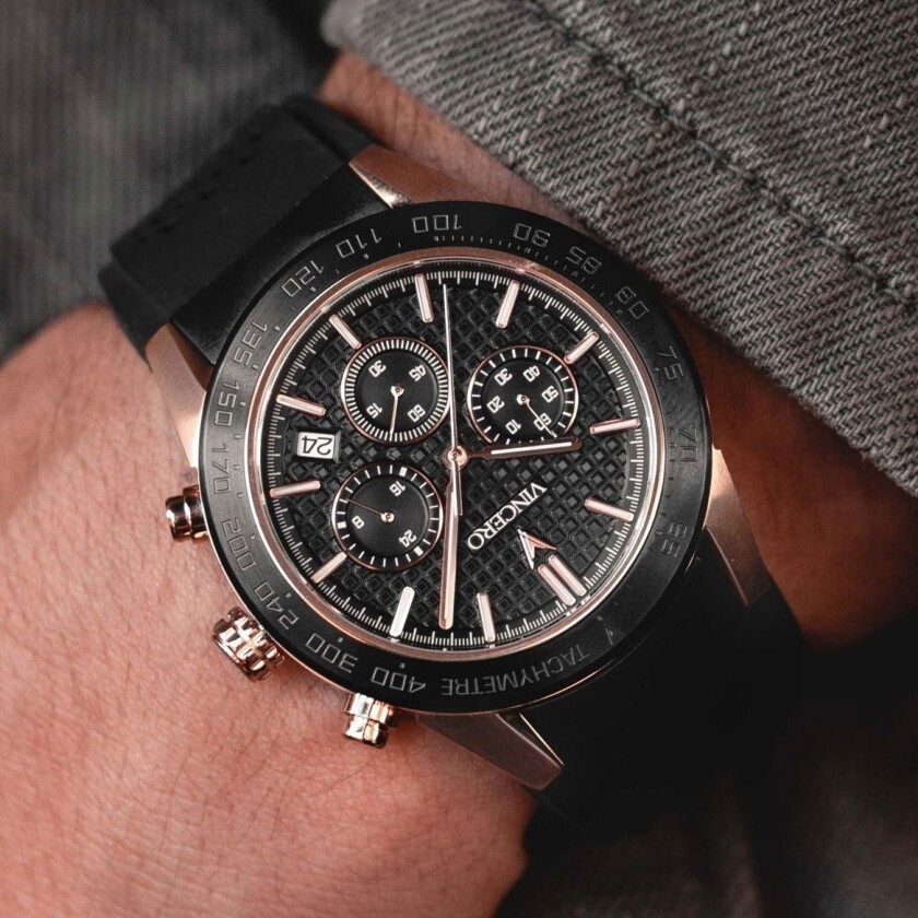 The Rogue Black + Rose Gold Bla-Rg-X16 - Kvarts - Rosegull - Herreklokker - Silikon - Safir