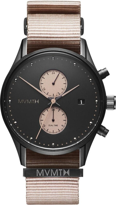Voyager Desert D-MV01-BLBR - Kvarts - Sort - Herreklokker - Stoff - Mineral