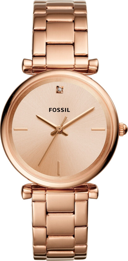 Carlie ES4441 - Kvarts - Rosegull - Dameklokker - Rustfritt stål - ledd m/pin - Mineral
