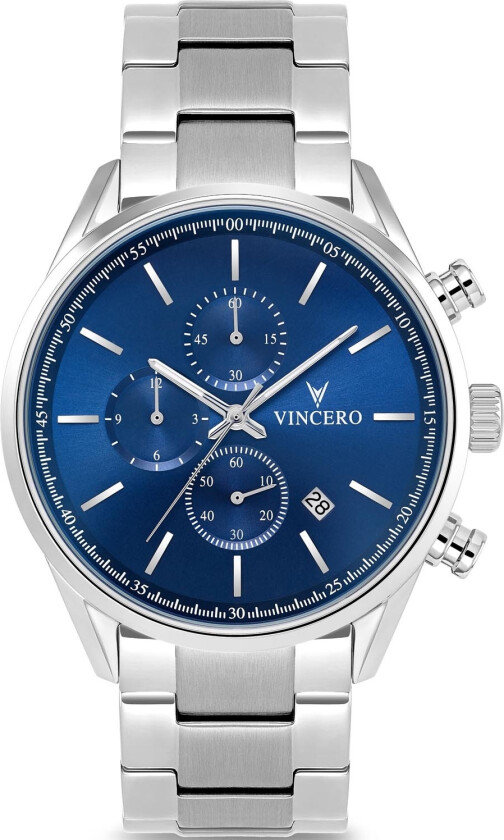 Chrono S Blue Steel 40mm Blu-SilM-0S12 - Kvarts - Sølv - Herreklokker - Rustfritt stål - ledd m/pin - Safirbelagt mineralglas