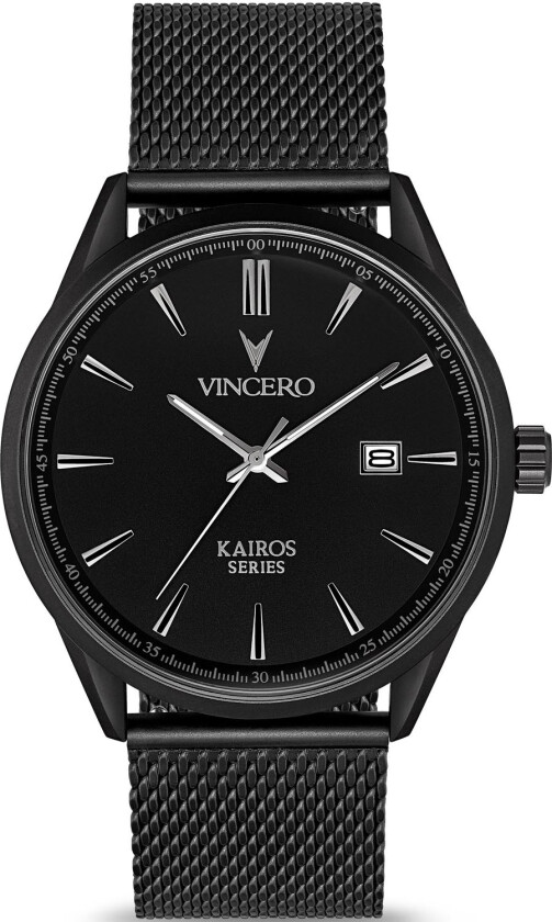 Kairos Mesh Matte Black Bla-BlaM-K15 - Kvarts - Sort - Herreklokker - Meshlenke - Safirbelagt mineralglas