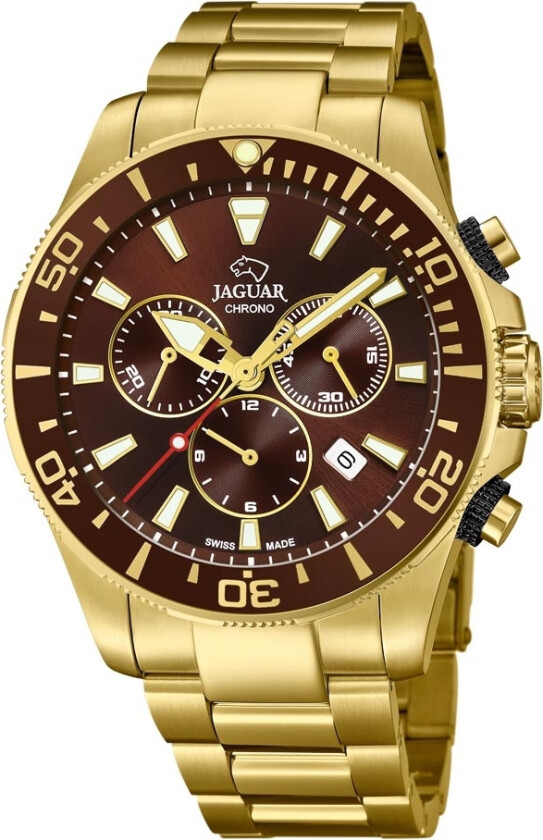 Executive Diver Chronograph J864/4 - Kvarts - Gull - Herreklokker - Rustfritt stål - ledd m/pin - Safir