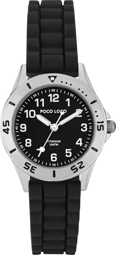 Vanntett barneklokke av titanium - Poco Loco 100M Titanium PL13001-TIBLABLA - Kvarts - Sølv Titanium - Unisex - Silikon - Mineral
