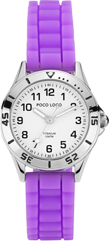 Vanntett og nikkelfritt jenteklokke - Poco Loco 100M Titanium PL13002-TISIWHPU - Kvarts - Sølv Titanium - Unisex - Silikon - Mineral