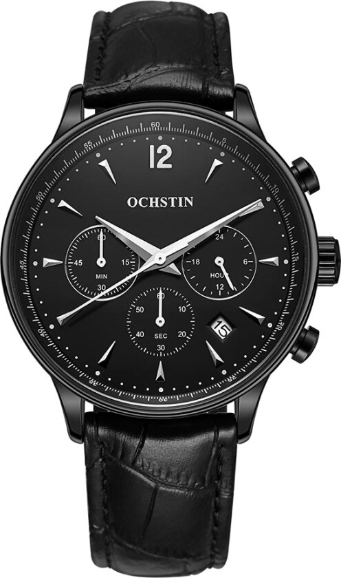 Chronograph 6050-BLBLBL - Kvarts - Sort - Herreklokker - Skinn - Mineral