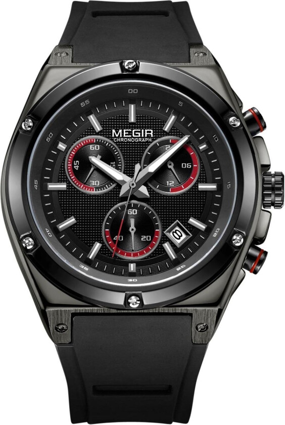 Chronograph Black/Black MN2073G-BK-1 - Kvarts - Sort - Herreklokker - Gummi - Mineral