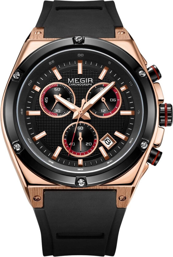 Chronograph MN2073GREBK-1N0 - Kvarts - Rosegull - Herreklokker - Gummi - Mineral