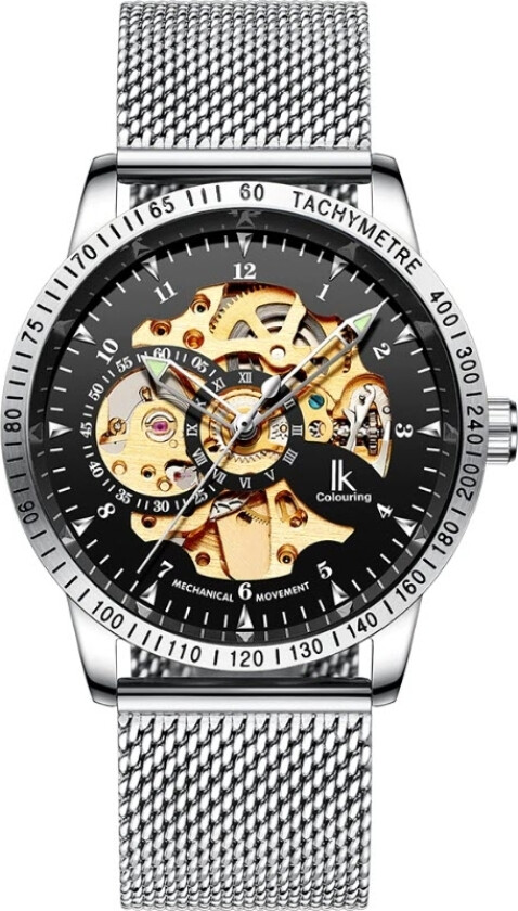 Skeleton Automatic 98226G-SLBLKSL - Automatisk - Sølv - Herreklokker - Meshlenke - Mineral
