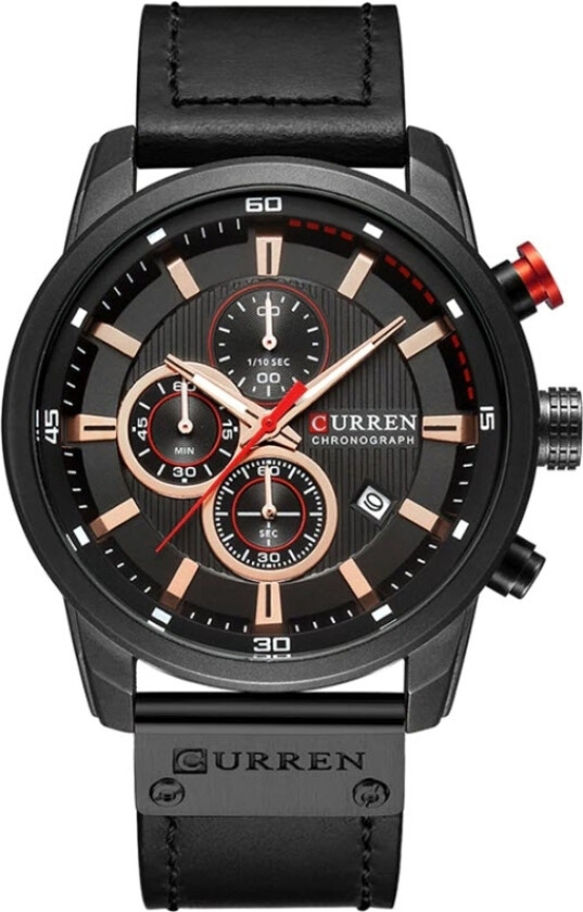 Chronograph 829101 - Kvarts - Sort - Herreklokker - Skinn - Mineral