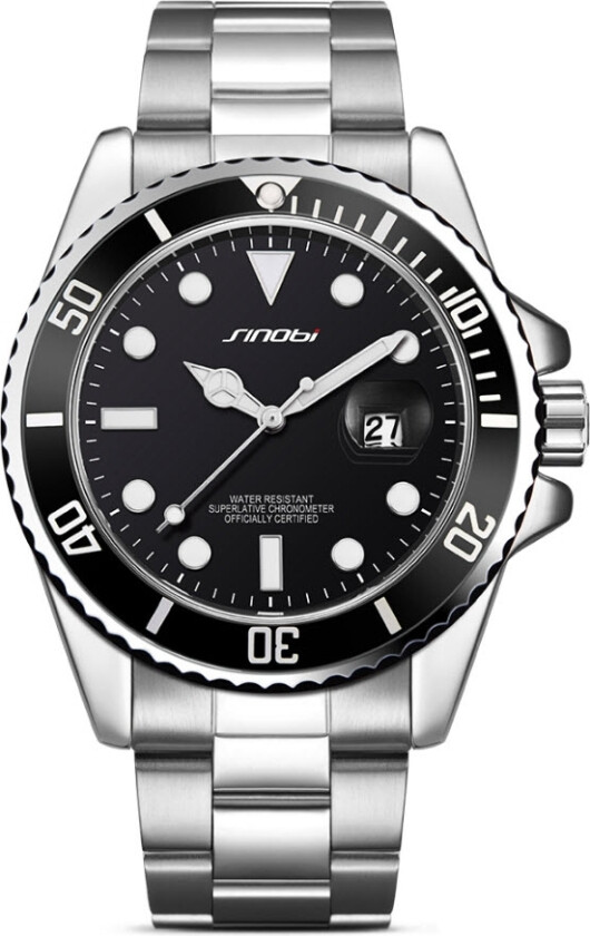 Oppnå drømmen med - Sinobi Classic 9721-SLSLBLSL - Kvarts - Sølv - Herreklokker - Rustfritt stål - ledd m/pin - Mineral