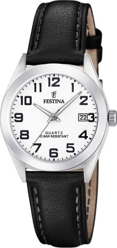 Classic Date F20447/1 - Kvarts - Sølv - Dameklokker - Skinn - Mineral