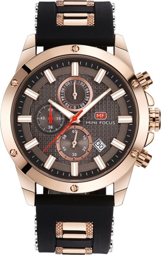 Chronograph 0089 - Kvarts - Kobber Rosegull - Herreklokker - Silikon - Mineral