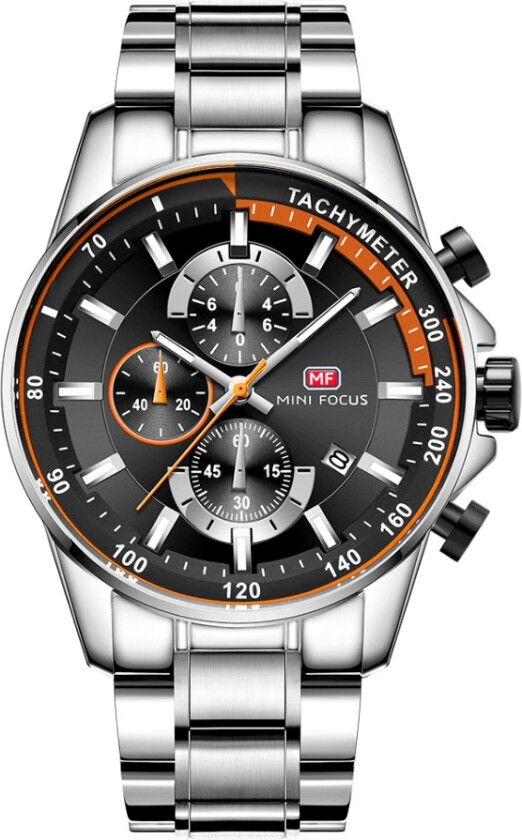 Chronograph 0218 - Kvarts - Sølv - Herreklokker - Rustfritt stål - ledd m/pin - Mineral