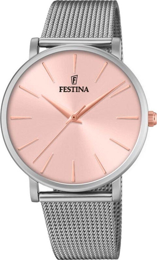Ladies Classic Slim F20475/2 - Kvarts - Sølv - Dameklokker - Meshlenke - Mineral
