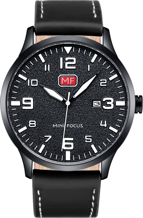 Classic MF0158G-4 - Kvarts - Sort - Herreklokker - Skinn - Mineral