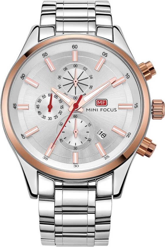 Chronograph MF0081G-04 - Kvarts - Kobber Rosegull Sølv - Herreklokker - Rustfritt stål - ledd m/pin - Mineral