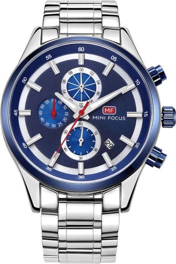 Chronograph MF0081G-03 - Kvarts - Sølv - Herreklokker - Rustfritt stål - ledd m/pin - Mineral