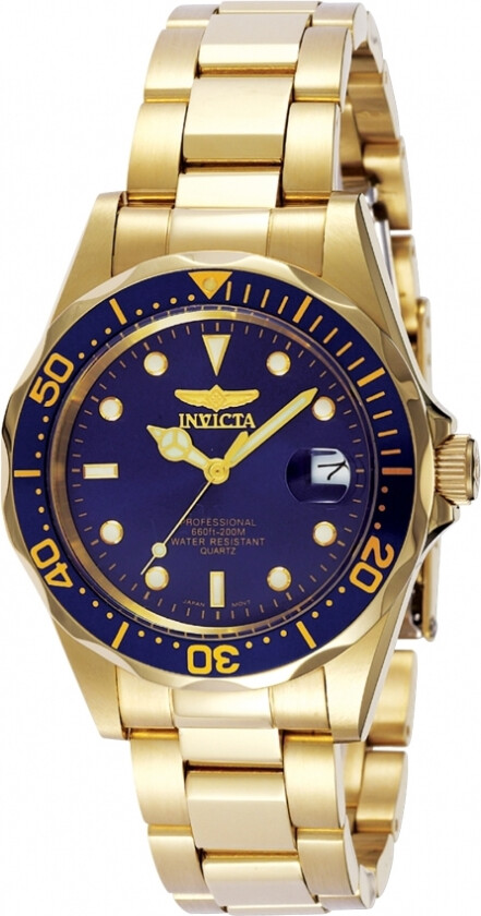 37mm Pro Diver 200m 8937 - Kvarts - Gull - Unisex - Rustfritt stål - ledd m/pin - Mineral