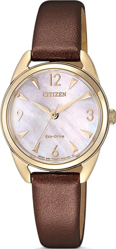 Ladies Classic EM0686-14D - Kvarts - Gull - Dameklokker - Skinn - Mineral
