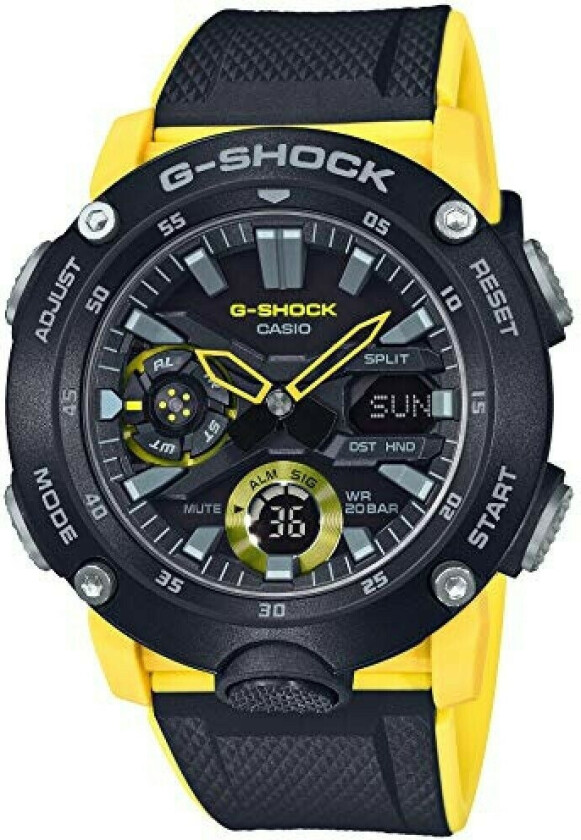 G-Shock GA-2000-1A9ER - Anadigi - Sort - Herreklokker - Resin - Mineral