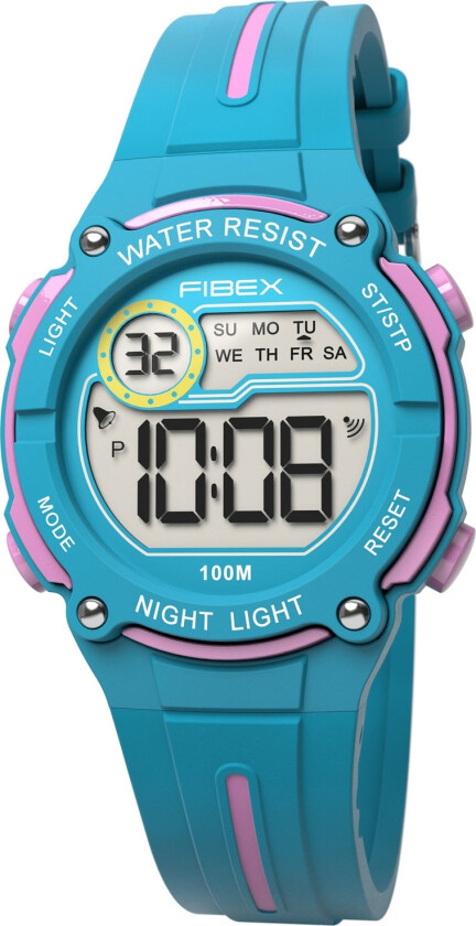 Gjør hverdagen enklere - Fibex Mini Digital 100M Water Resist FIBEX76IP003 - Digital - Blå Lyserød Turkis - Unisex - Silikon -