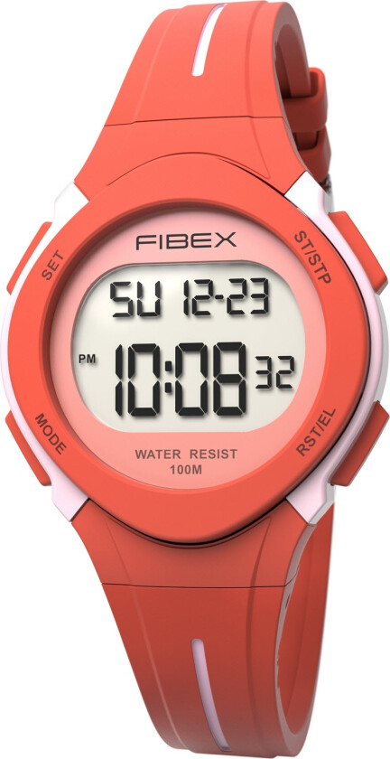 Dual Time 100M Water Resist FIBEX19EN003 - Digital - Lyserød Rød - Unisex - Silikon -