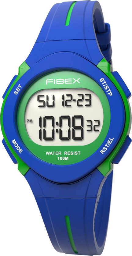 Dual Time 100M Water Resist FIBEX19EN005 - Digital - Blå Grønn - Unisex - Silikon -