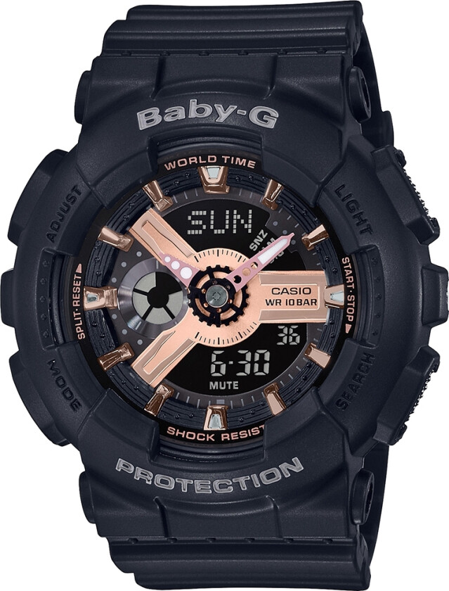 Baby-G BA-110RG-1AER - Anadigi - Sort - Unisex - Resin - Mineral