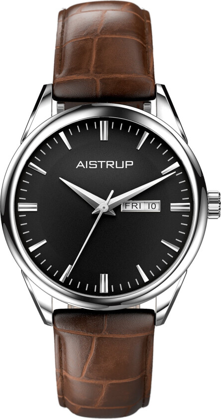 Oppnå perfeksjon med - Aistrup Classic 78 Mens Day-Date AIW7803 - Kvarts - Sølv - Herreklokker - Skinn - Mineral