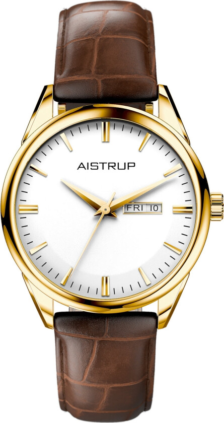 Classic 78 Mens Day-Date AIW7805 - Kvarts - Gull - Herreklokker - Skinn - Mineral