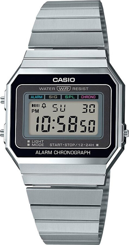 Classic A700WE-1AEF - Digital - Sølv - Dameklokker - Rustfritt stål - ledd m/pin - Akryl