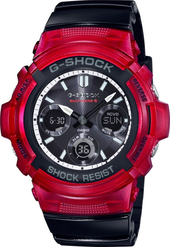 G-Shock AWG-M100SRB-4AER - Anadigi - Rød - Herreklokker - Resin - Mineral