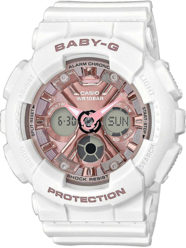 Baby-G BA-130-7A1ER - Anadigi - Hvit - Dameklokker - Resin - Mineral