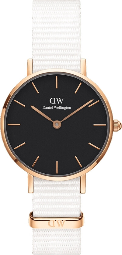 Classic Petite Black Dover Rose Gold 28mm DW00100314 - Kvarts - Rosegull - Dameklokker - Stoff - Mineral