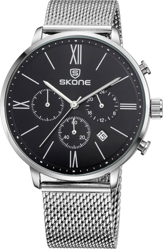 Chronograph 7391E-2 - Kvarts - Sølv - Herreklokker - Meshlenke - Mineral