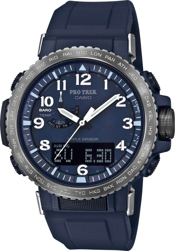 Fylt med funksjoner uten like - Casio Pro Trek PRW-50YFE-2AER - Anadigi - Blå - Herreklokker - Resin - Mineral