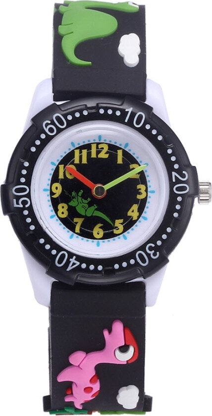 Play Jnew Kids Dinosaur 20092-black - Kvarts - Hvit Sort - Barneklokker - Resin - Akryl