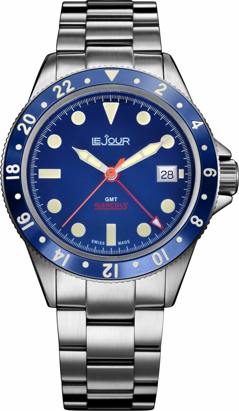 Utforsk havets mysterium med - Le Jour Seacolt GMT 300M Automatic LJ-SC-002 - Automatisk - Sølv - Herreklokker - Rustfritt stål - ledd m/pin -...