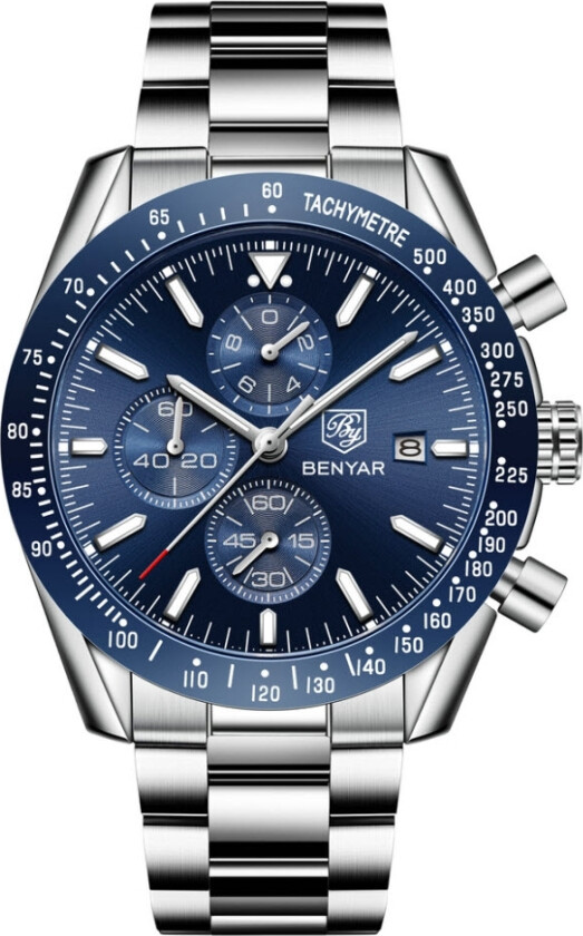 Chronograph BY4903 - Kvarts - Sølv - Herreklokker - Rustfritt stål - ledd m/pin - Mineral