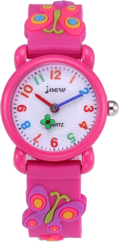 Play Jnew Kids Butterflies 21975-pink - Kvarts - Lyserød Rosa - Barneklokker - Gummi - Akryl